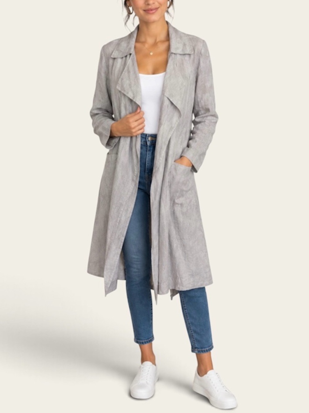 Cynthia Rowley Light Gray Long Trench Coat